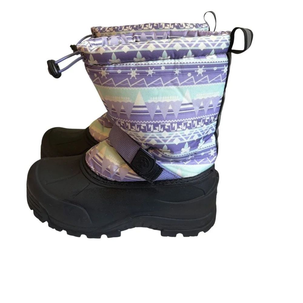 Northside Frosty Kids Snow Boots Purple Teal Mountain Print Insulated Size 3